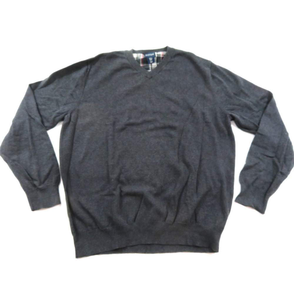 British Khaki Mens Sweater Gray V-Neck Sz XL Golf